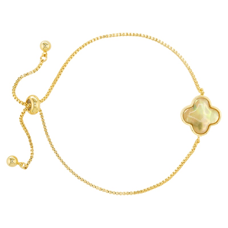 Amanda Blu Abalone Tan Clover Gold Bracelet