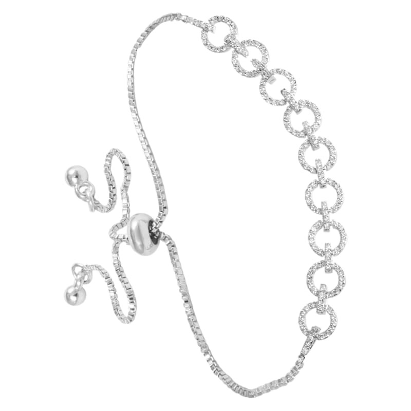 Amanda Blu Circle Chain Cubic Zirconia Silver Bracelet