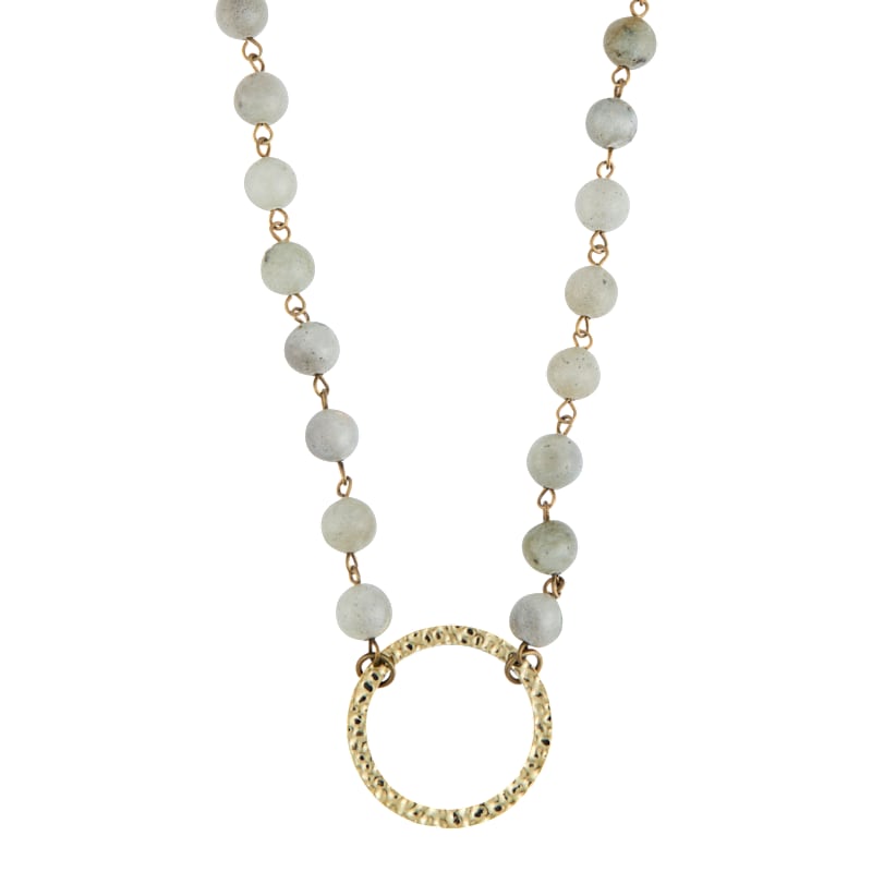 Howard's Sarah Genuine Moonstone Hammered Ring Pendant Necklace