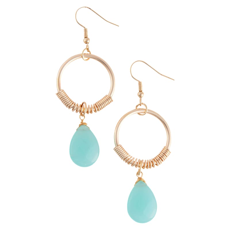 Howard's Acadia Genuine Stone Hoop Drop Earrings