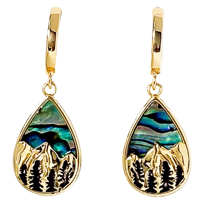 Amanda Blu Abalone Mountain Scene Earrings