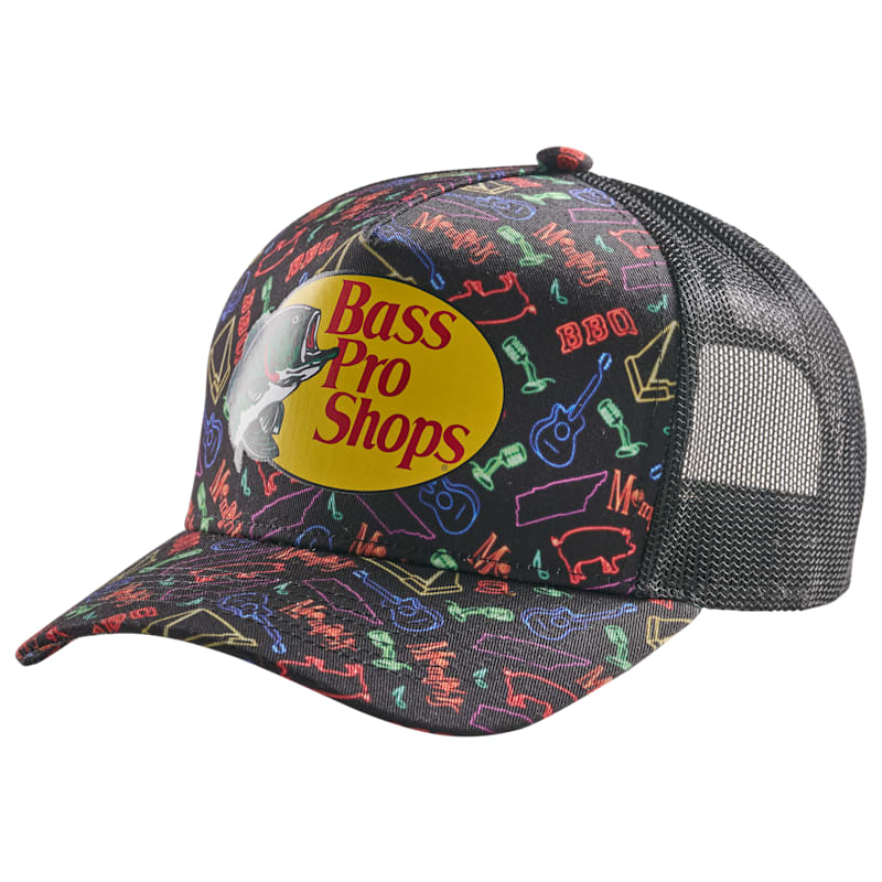 Bass Pro Shops Neon Memphis Print Snapback Cap
