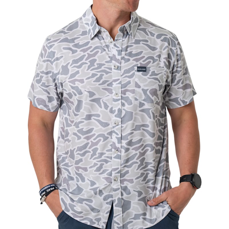 BURLEBO Performance Button Up Short-Sleeve Shirt