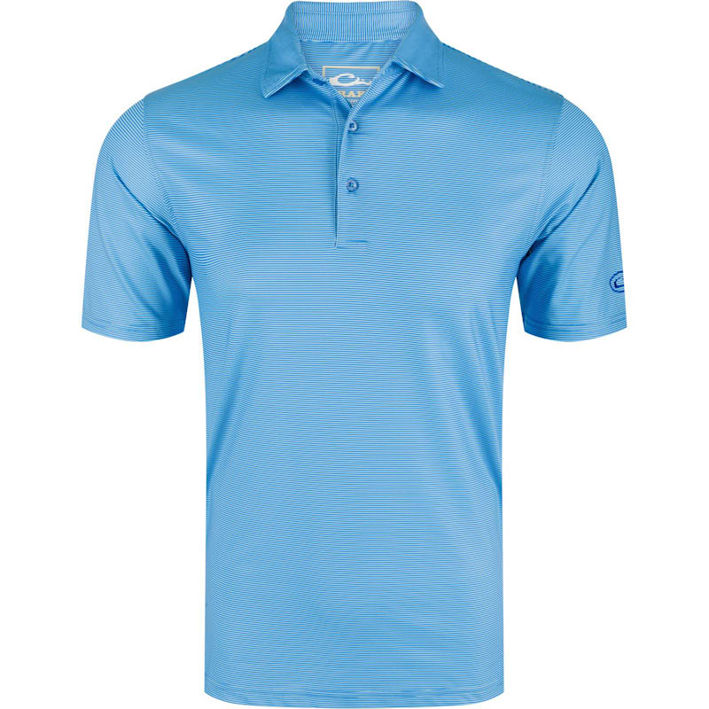 Drake Performance Chalk-Striped Short-Sleeve Polo Shirt