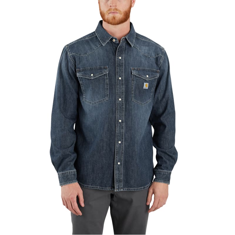 Carhartt Montana Relaxed-Fit Midweight Denim Long-Sleeve Snap-Front Shirt