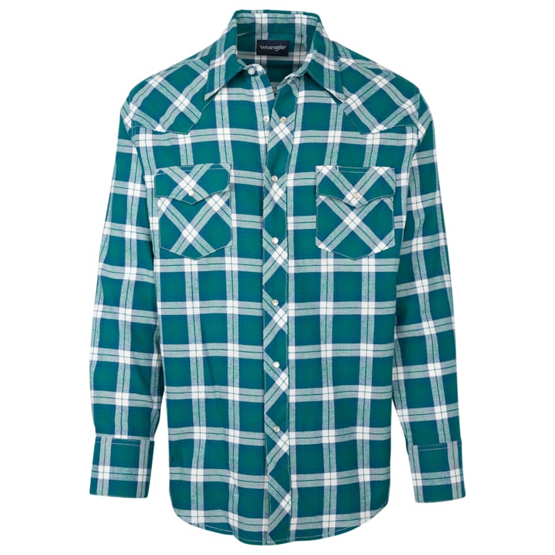 Wrangler Sport Western Long-Sleeve Flannel Shirt for Men