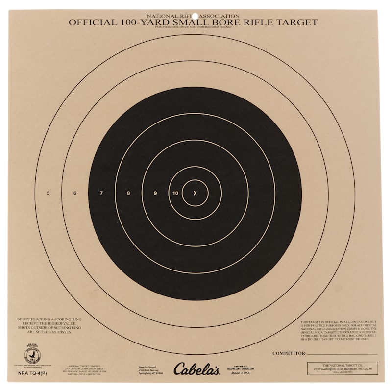Cabela's Official NRA Small Bore Rifle Targets