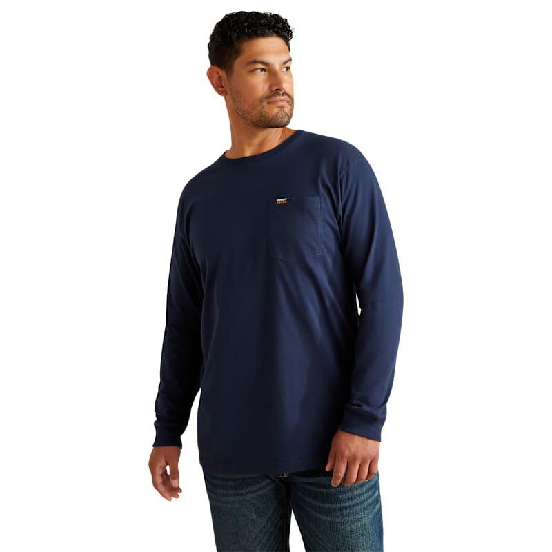 Ariat Rebar Cotton Strong Standard Pocket Ribbed Long-Sleeve Shirt for Men