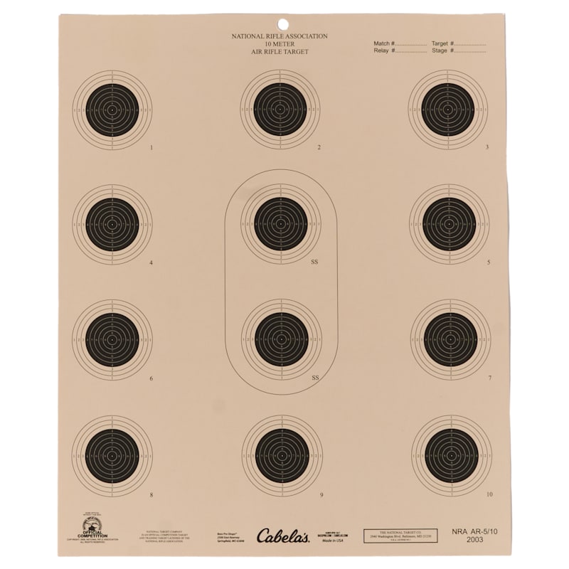 Cabela's Official NRA Air Pistol/Air Rifle Targets