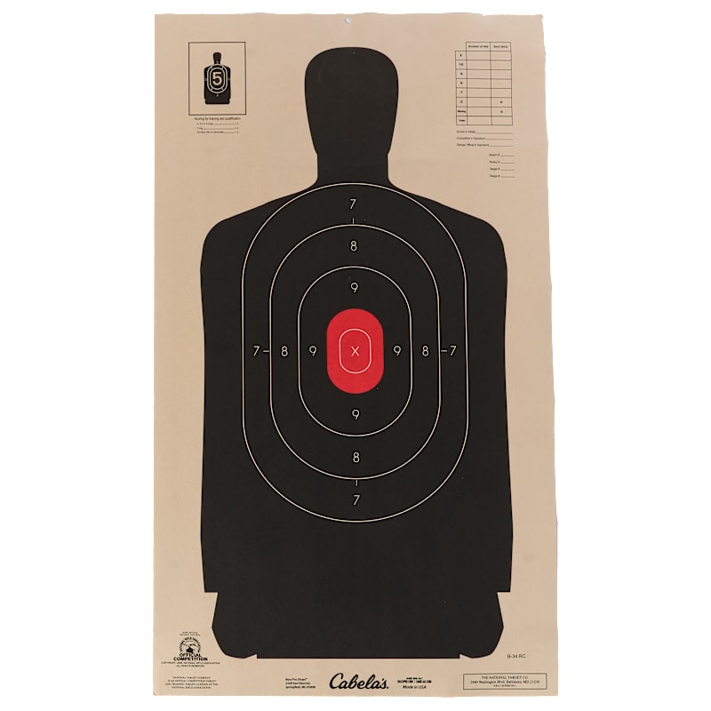 Cabela's NRA 25 Yard Silhouette Targets with Red Center
