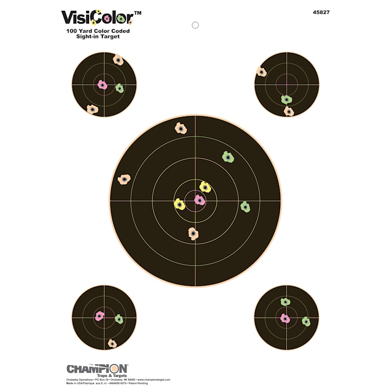 Champion VisiColor Sight-In Bulls-Eye Shooting Targets