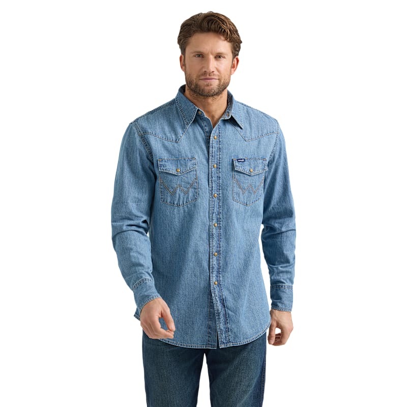 Wrangler Denim Collection Long-Sleeve Button-Down Shirt for Men
