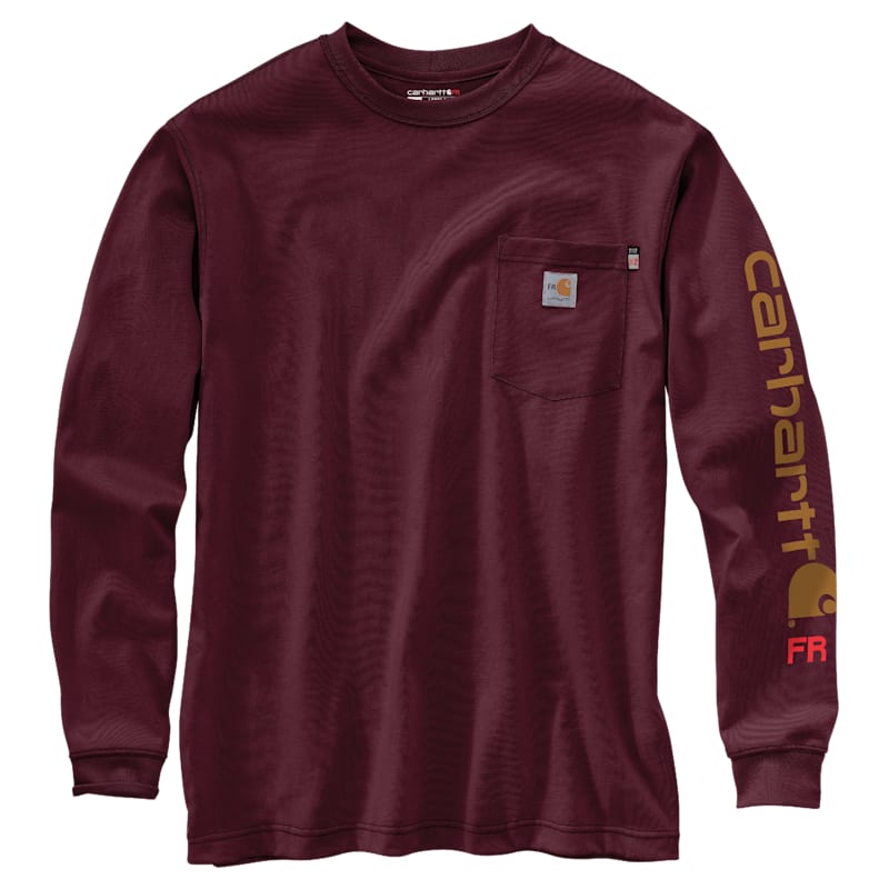 Carhartt Force Flame-Resistant Loose-Fit Lightweight Logo Graphic Long-Sleeve T-Shirt for Men