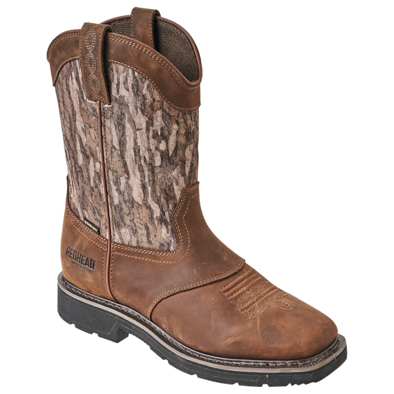 Redhead Pinedale Camo Waterproof Square-Toe Western Work Boots for Men