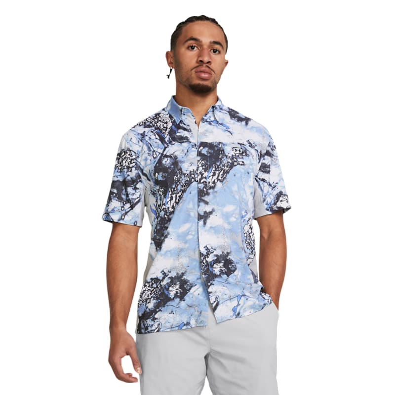Under Armour Shorebreak Hybrid Printed Woven Short-Sleeve Button-Down Shirt