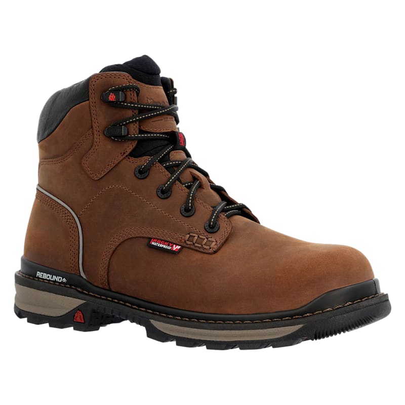 Rocky Rams Horn Crazy Horse Waterproof Composite-Toe Work Boots for Men