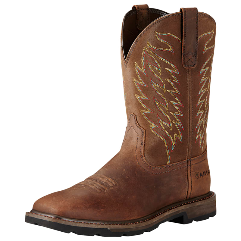 Ariat Groundbreaker Wide Square-Toe Western Work Boots for Men