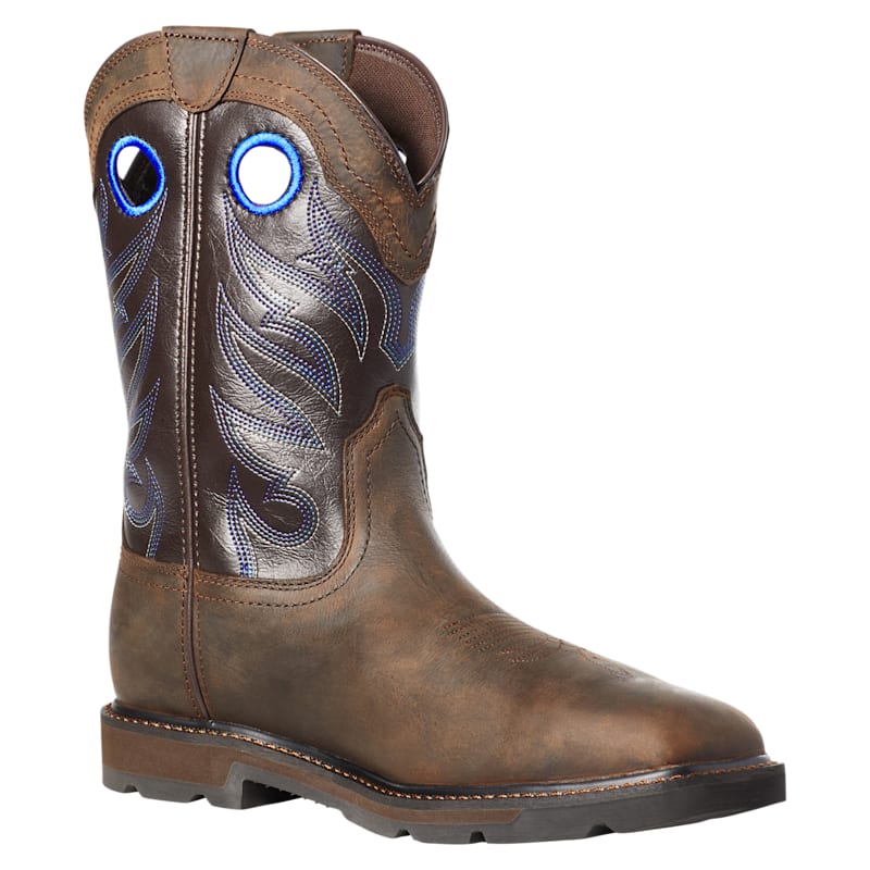 Ariat Groundwork Wide Square-Toe H2O Steel-Toe Western Work Boots for Men