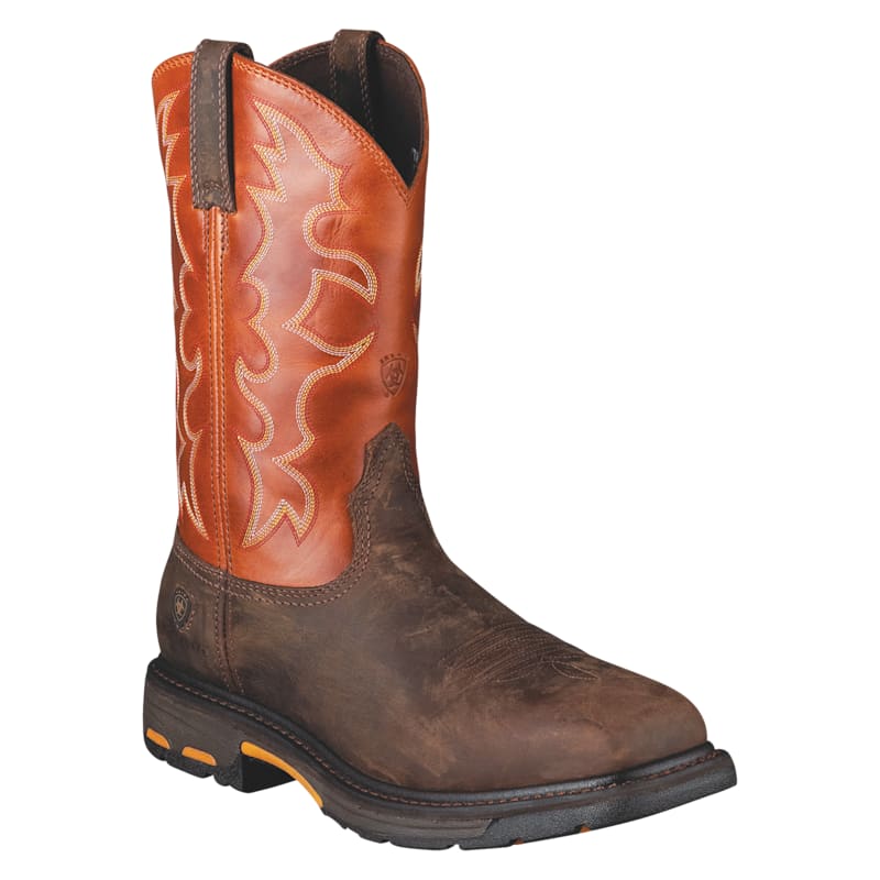 Ariat Workhog Wide Square Toe Steel Toe Pull On Work Boots for Men