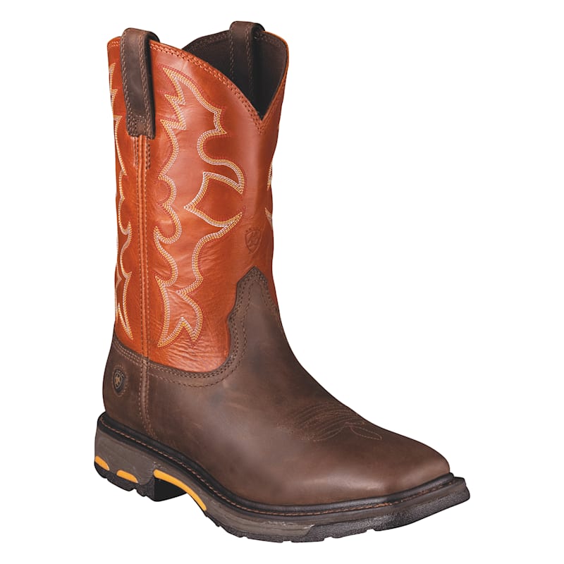Ariat Workhog Wide Square Toe Pull On Work Boots for Men