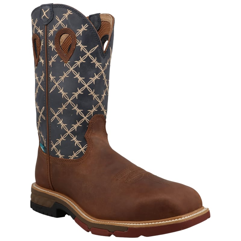 Twisted X Barbed Wire Waterproof Nano Composite Toe Western Work Boots with CellStretch and MetGuard for Men