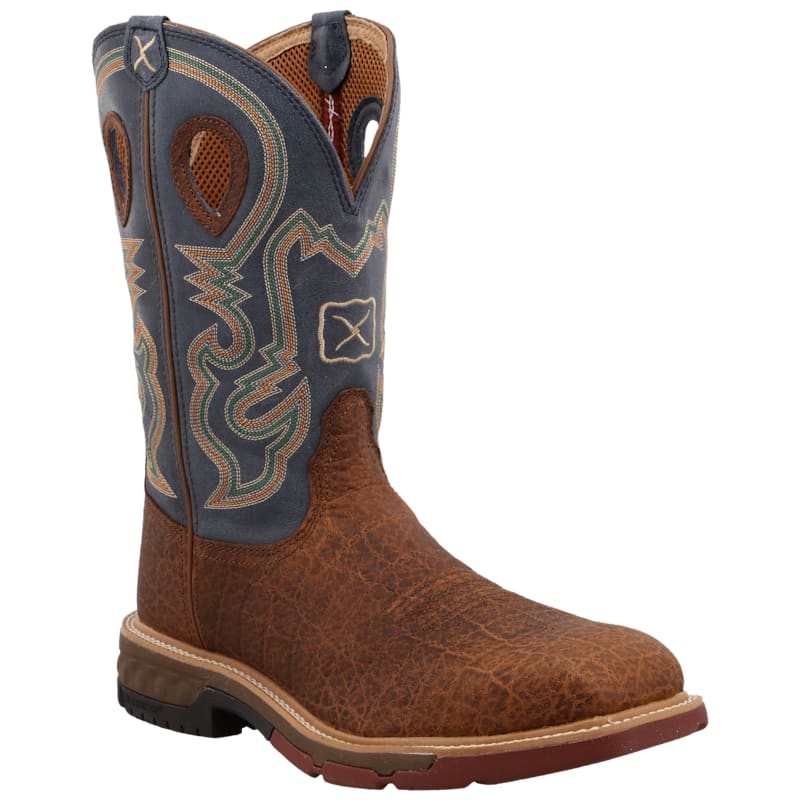 Twisted X Caiman Print Alloy Toe Western Work Boots with CellStretch for Men