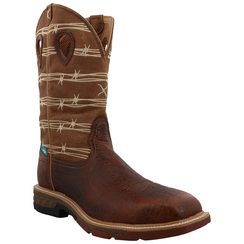 Twisted X Barbed Wire Waterproof Alloy Toe Western Work Boots with CellStretch for Men