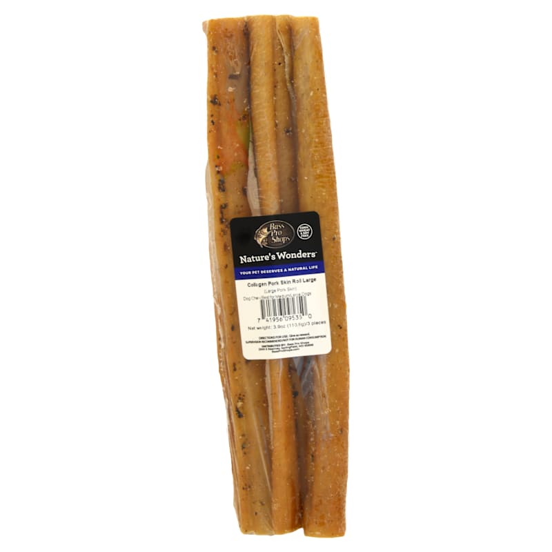 Nature's Wonders Collagen Pork Skin Roll Dog Chews 3-Pack