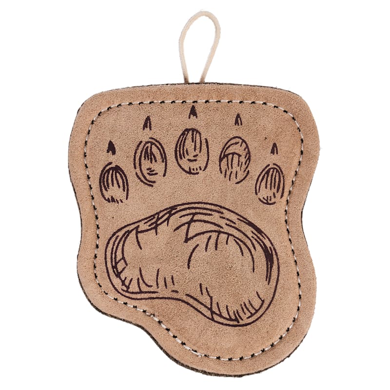 Bass Pro Shops Leather Wool Bear Print Dog Chew Toy