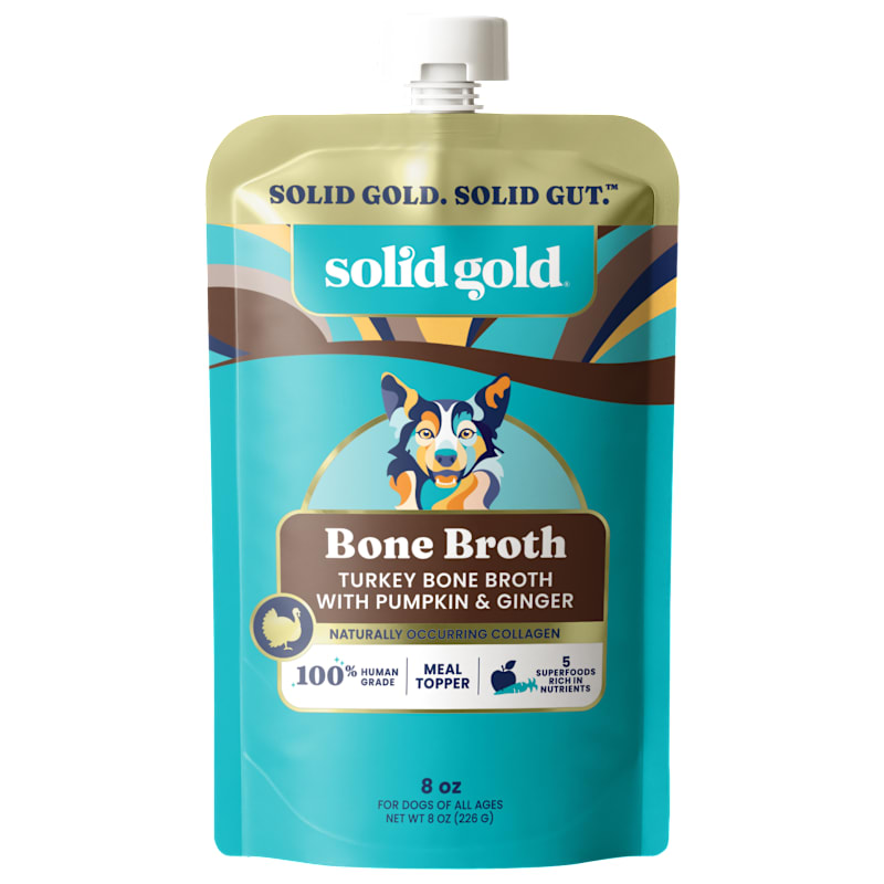 Solid Gold Turkey Bone Broth Meal Topper with Pumpkin and Ginger for Dogs