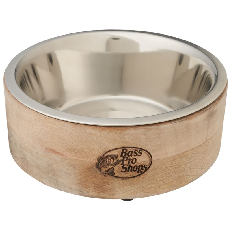 Bass Pro Shops Wood-Wrapped Stainless Steel Dog Bowl