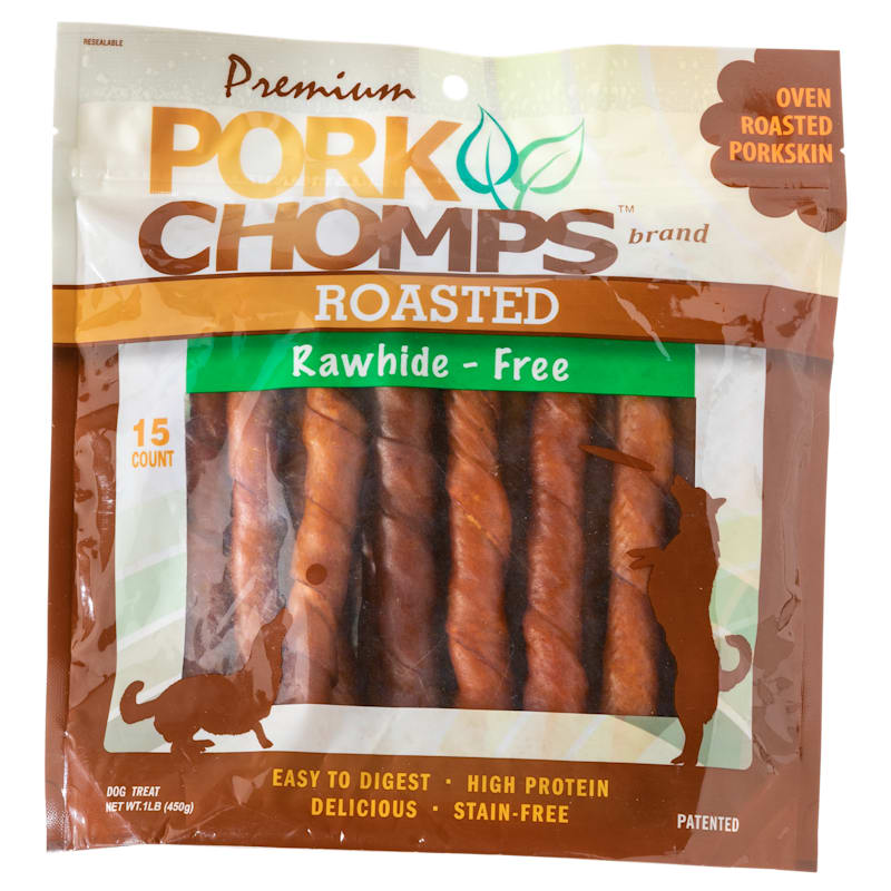 Pork Chomps Roasted Pork Skin Large Twist Dog Treats