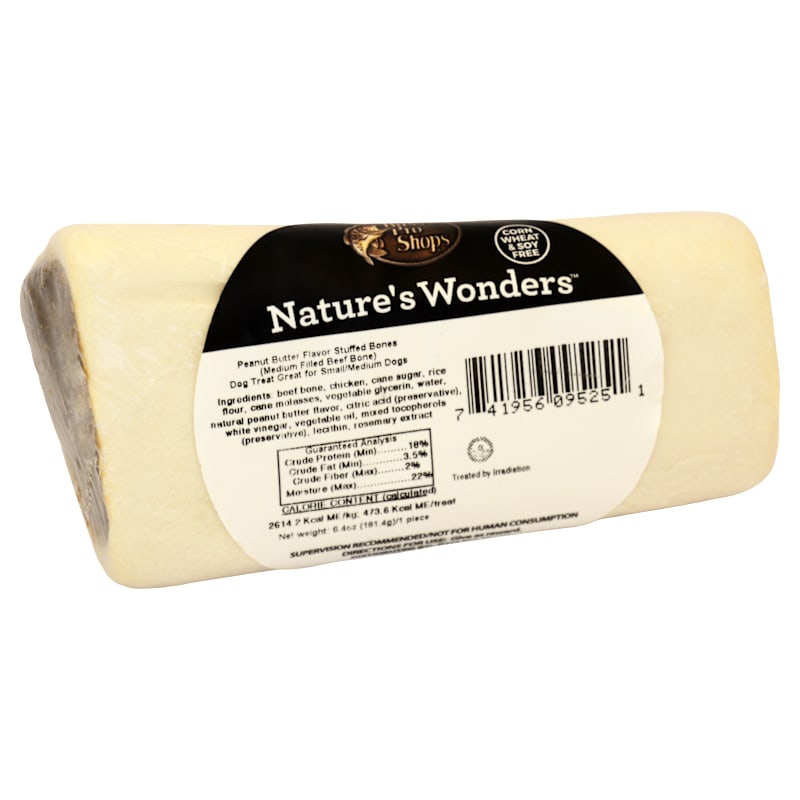 Nature's Wonders Peanut Butter Stuffed Bone Dog Chew