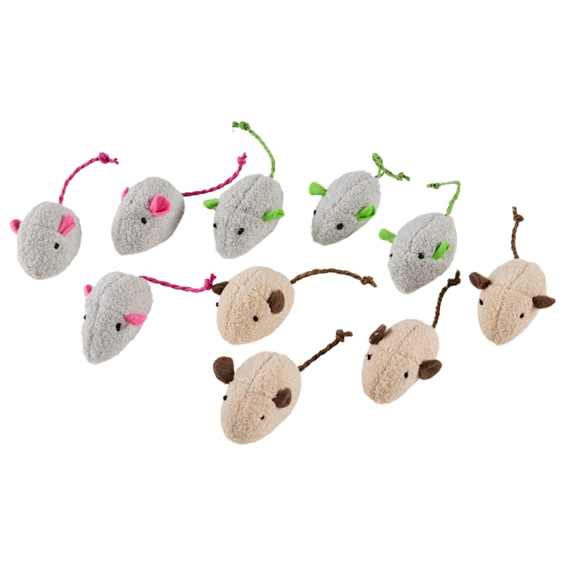 Bass Pro Shops Neutral Mice Cat Toy 10-Pack