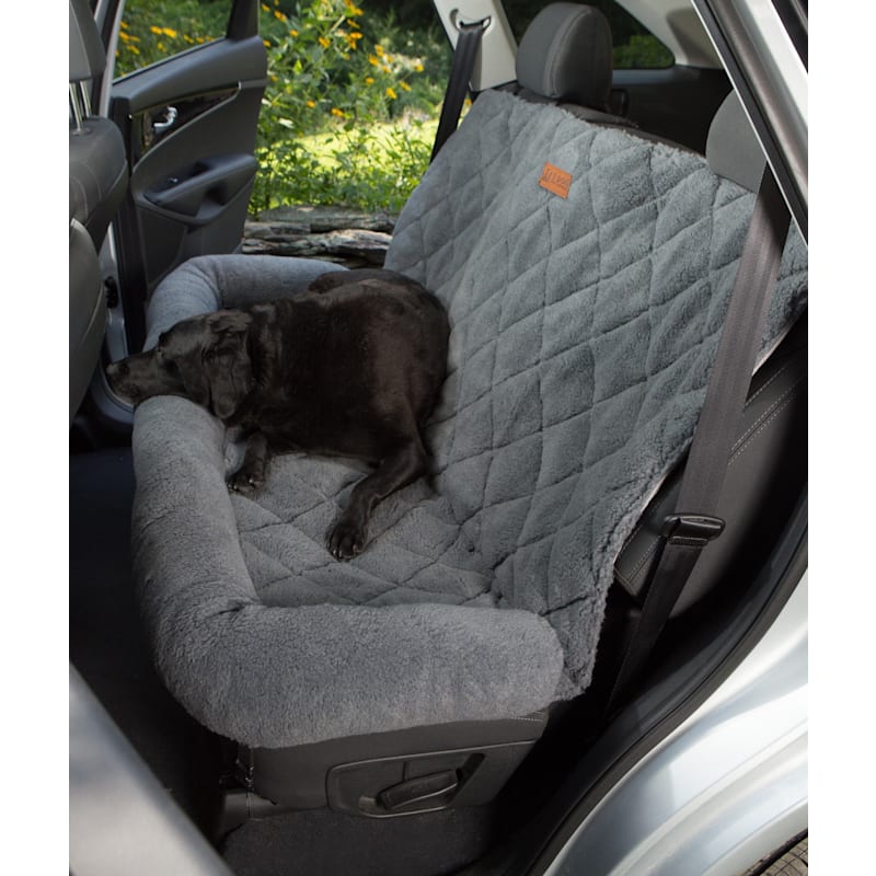 3 Dog Pet Supply Shearling Back-Seat Protector with Bolster for Dogs