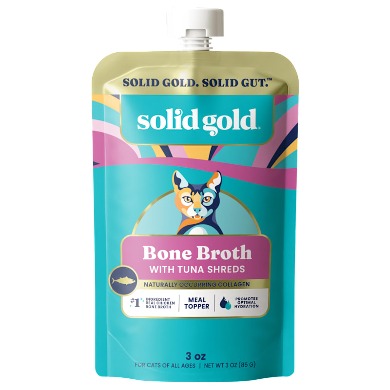 Solid Gold Bone Broth Meal Topper with Tuna Shreds for Cats