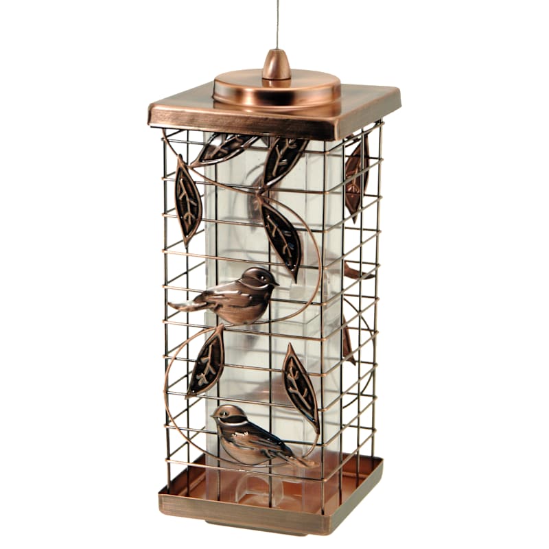 Woodlink Copper Square Leaf Caged Tube Bird Feeder
