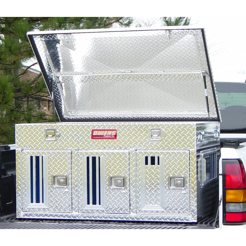 Owens Products Hunter Series Triple-Compartment Dog Box with Full-Length Top Storage