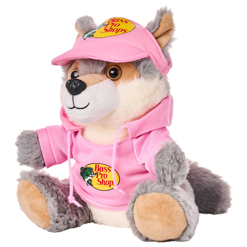 Bass Pro Shops Plush Stuffed Wolf with Pink Hoodie and Cap