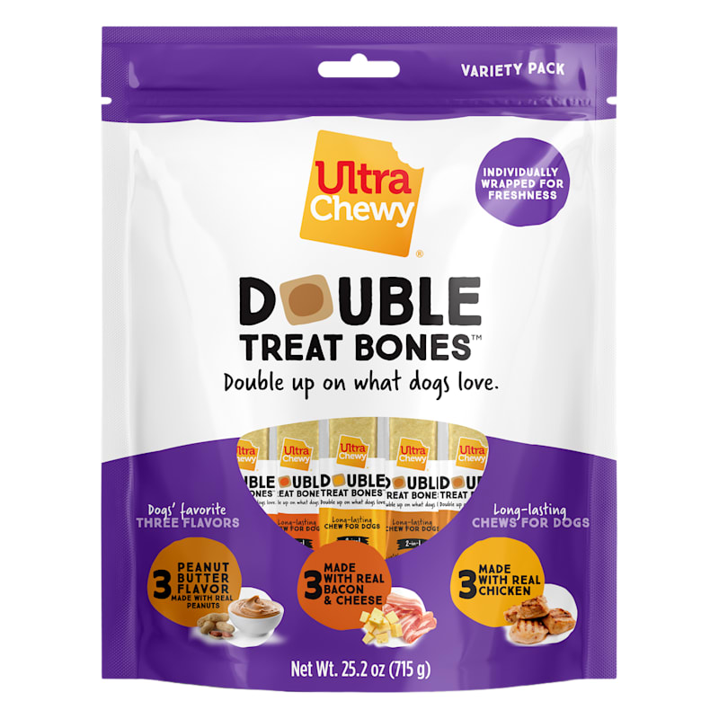 Ultra Chewy Double Treat Bones Dog Chews Variety Pack
