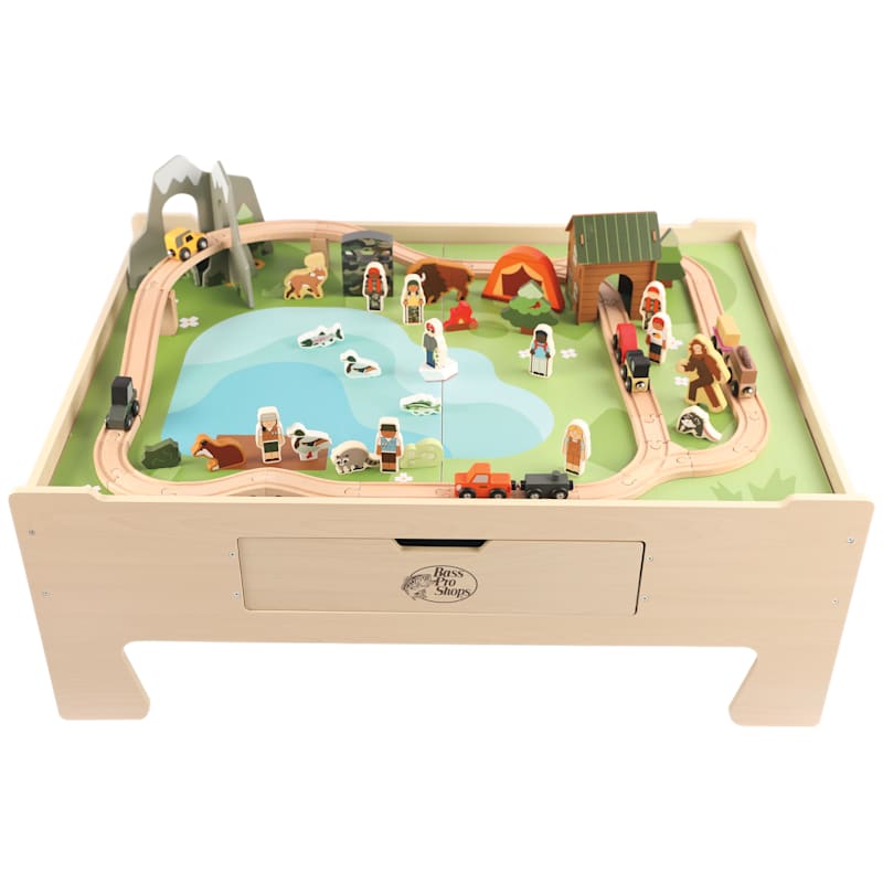 Bass Pro Shops Toy Wooden Train Table Set for Kids
