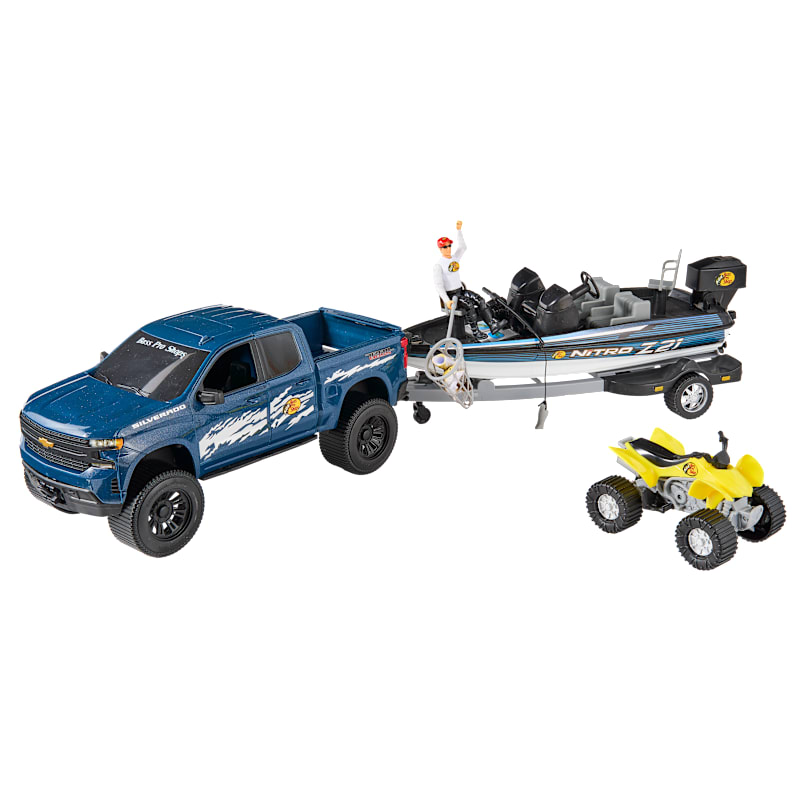 Bass Pro Shops Imagination Adventure Chevy Silverado with Bass Boat Playset for Kids
