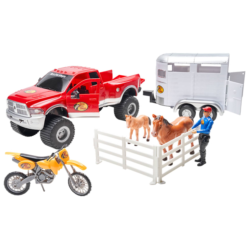 Bass Pro Shops Deluxe Dodge Ram and Horse Trailer Adventure Playset for Kids