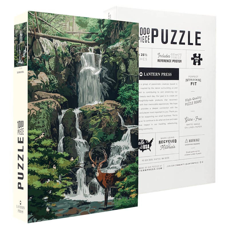 Lantern Press Deer & Falls 1,000-Piece Jigsaw Puzzle