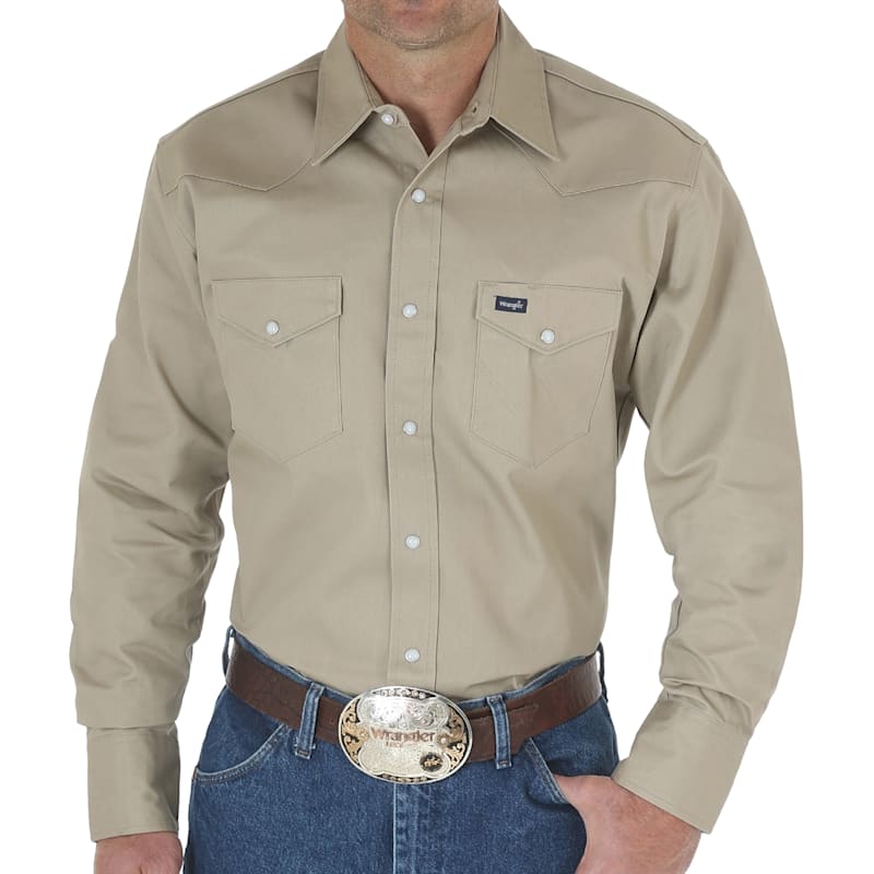 Wrangler Tall Authentic Cowboy-Cut Work Western Long-Sleeve Shirt for Men