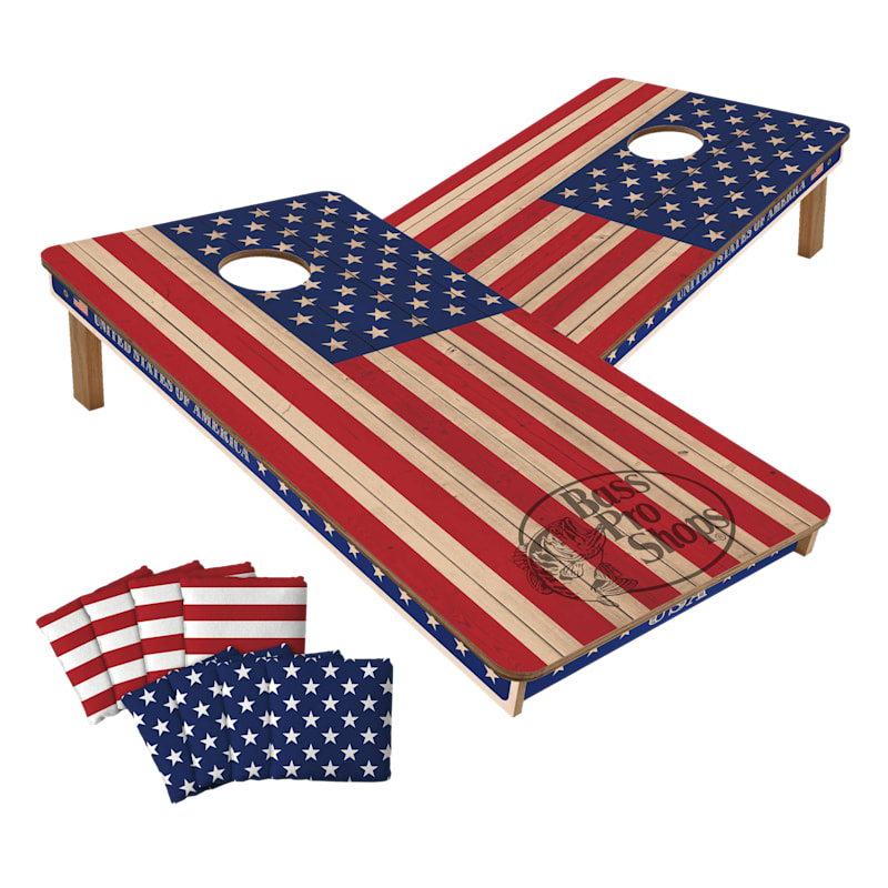 You The Fan Bass Pro Shops Vintage Stars & Stripes 2x4 Cornhole Set