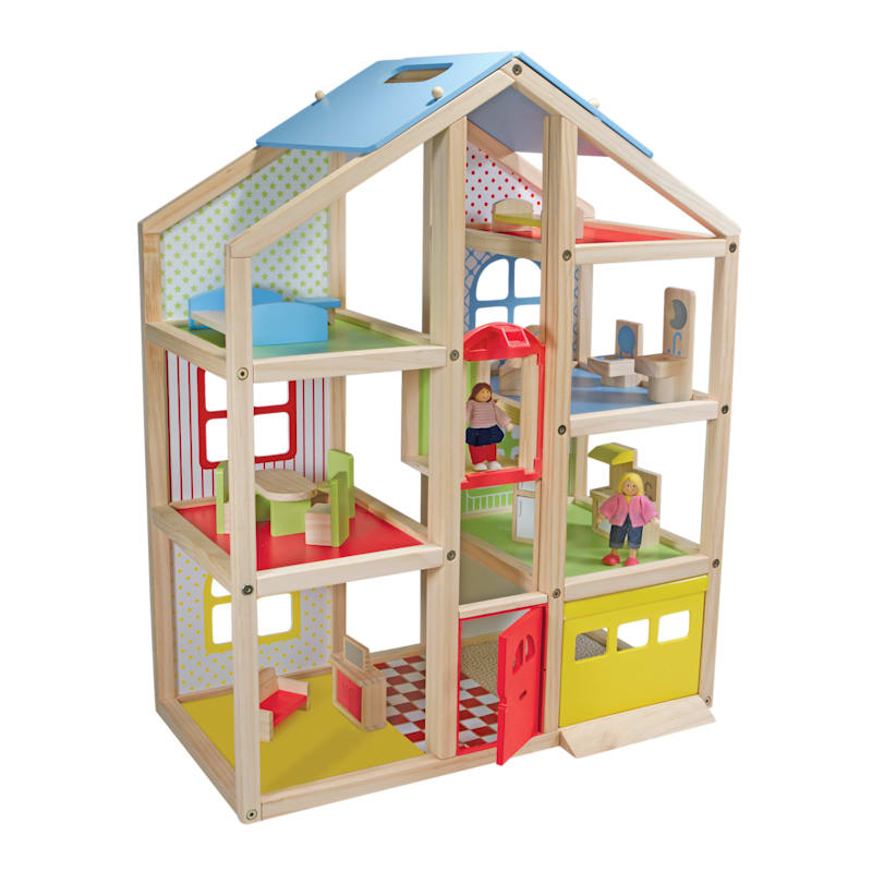 Melissa & Doug Hi-Rise Wooden Dollhouse and Furniture Set