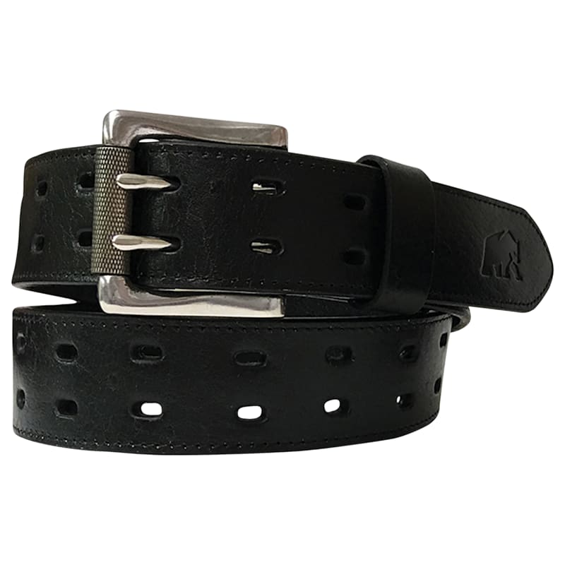BERNE Double-Prong Genuine Leather Belt for Men
