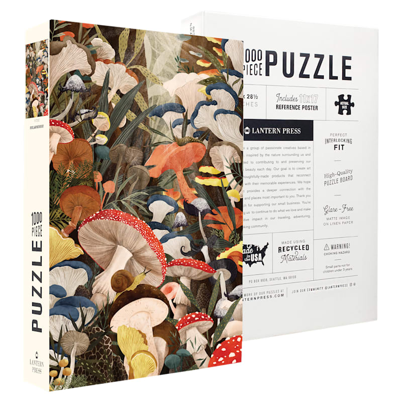 Lantern Press Woodland Mushrooms 1,000-Piece Jigsaw Puzzle