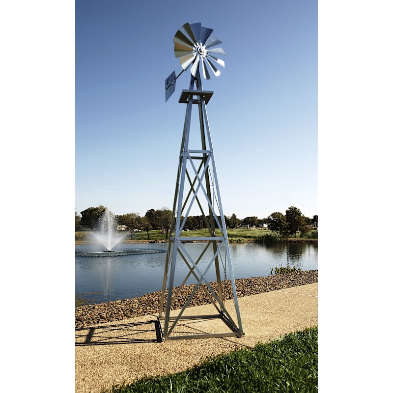 Outdoor Water Solutions Large Backyard Galvanized Windmill